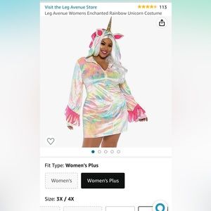 Rainbow Unicorn Costume - Women’s Plus 3x/4x